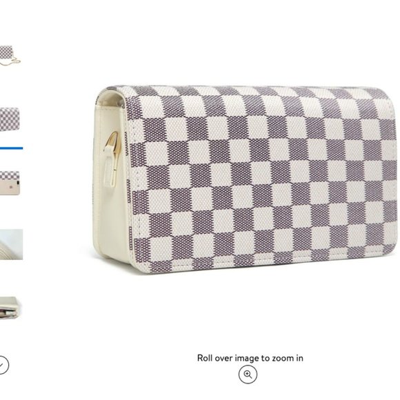 Check Cross Body Bag Cream Purse - Picture 2 of 15